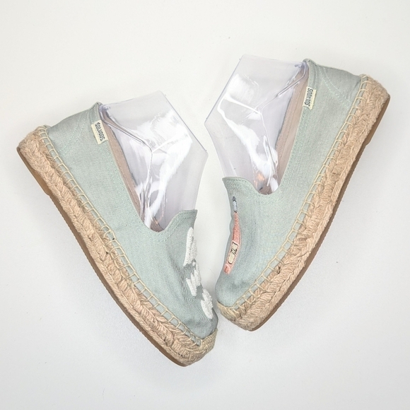 Soludos La Vie En Rose smoking slipper espadrille blue pink size 6.5 - Picture 2 of 7